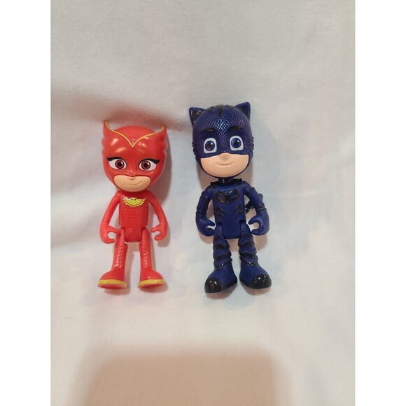 PJ Masks Blue Black Catboy and Red Yellow Owlette Figures - Picture 1 of 2